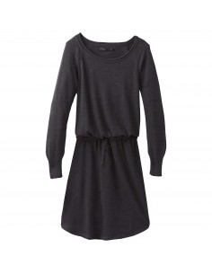 prAna Dámske Šaty Leigh Dress Čierna Vresovaná Offbody Spredu