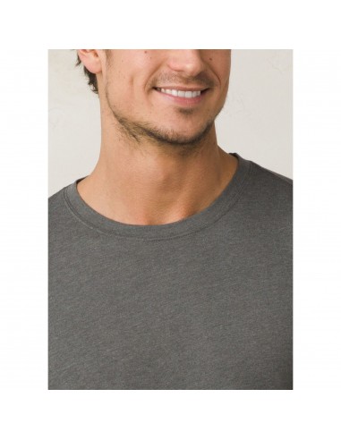prAna Mens Crew Neck T-shirt Charcoal Heather Onbody Front Detail