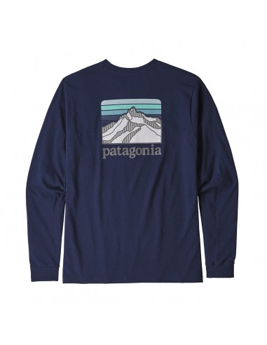 Patagonia Pánske Tričko S Dlhým Rukávom Line Logo Ridge Responsibili-Tee Classic Navy Modrá Offbody Zozadu
