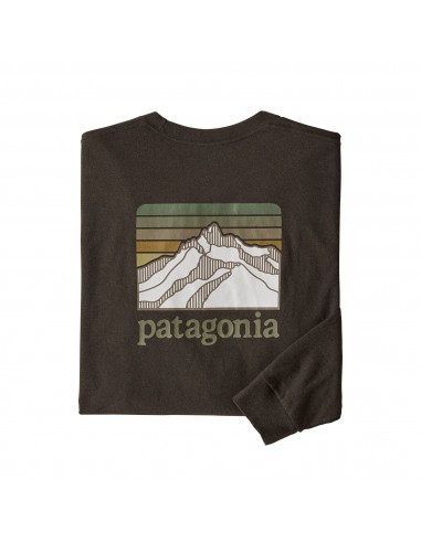 Patagonia Mens Long Sleeved Line Logo Ridge Responsibili-Tee Logwood Brown Offbody Back