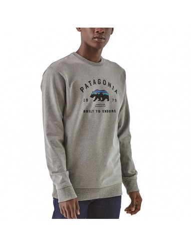 Patagonia Mens Arched Fitz Roy Bear Uprisal Crew Sweatshirt Gravel Heather Onbody Front