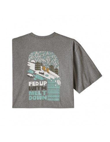 Patagonia Mens Fed Up With Melt Down Responsibili-Tee Gravel Heather Offbody Back