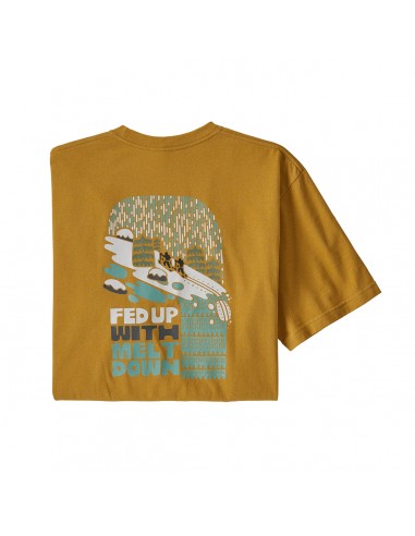 Patagonia Mens Fed Up With Melt Down Responsibili-Tee Glyph Gold Offbody Back