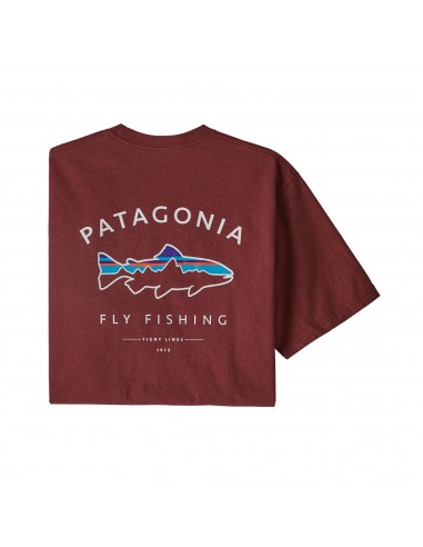 Patagonia Mens Framed Fitz Roy Trout Responsibili-Tee Oxide Red Offbody Back