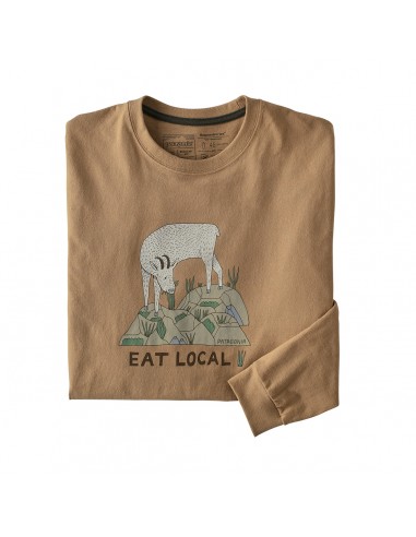 Patagonia Pánské Tričko S Dlouhým Rukávem Eat Local Goat Responsibili-Tee Bearfoot Světle Hnědá Offbody Zepředu