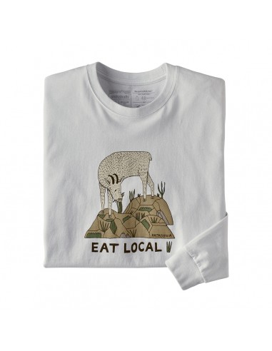 Patagonia Pánské Tričko S Dlouhým Rukávem Eat Local Goat Responsibili-Tee Bílá Offbody Zepředu