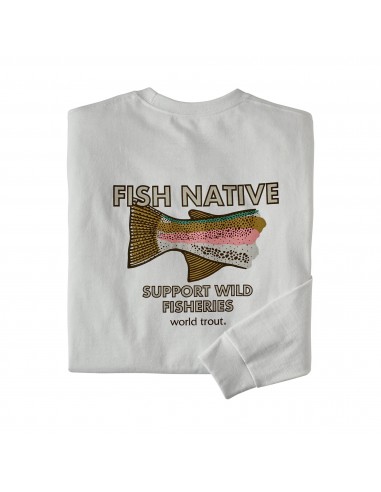 Patagonia Tričko S Dlhým Rukávom Fish Native World Trout Responsibili-Tee Biela Offbody Zozadu