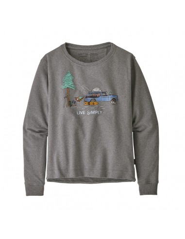 Patagonia Womens Live Simply Lounger Uprisal Crew Sweatshirt Gravel Heather Offbody Front