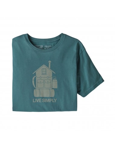 Patagonia Mens Live Simply Home Organic T-Shirt Tasmanian Teal Offbody Front 2