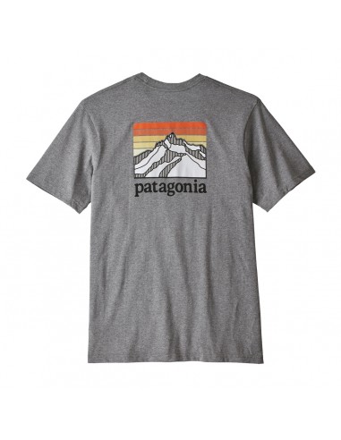 Patagonia Pánske Tričko S Vreckom Line Ridge Logo Responsibili-Tee Štrková Sivá Vresovaná Offbody Zozadu