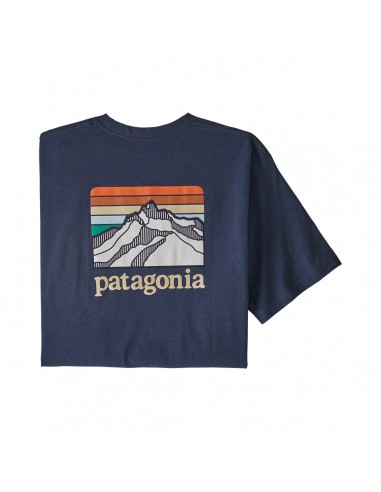 Patagonia Mens Line Logo Ridge Pocket Responsibili-Tee Dolomite Blue Offbody Front