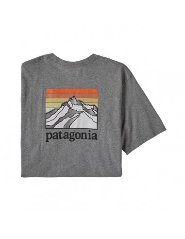 Patagonia Pánske Tričko S Vreckom Line Ridge Logo Responsibili-Tee Štrková Sivá Vresovaná Offbody Zozadu 2