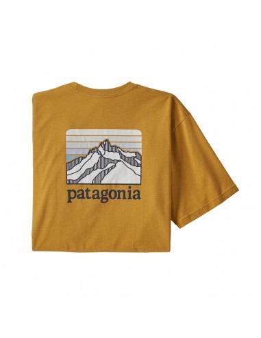 Patagonia Mens Line Logo Ridge Pocket Responsibili-Tee Glyph Gold Offbody Front