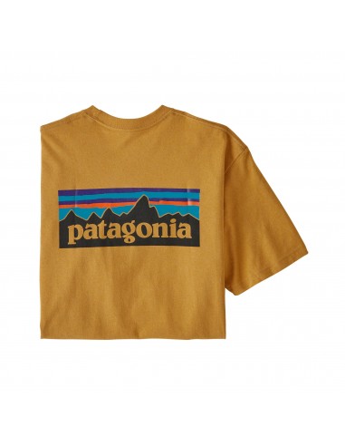 Patagonia Mens P-6 Logo Responsibili-Tee Glyph Gold Offbody Back