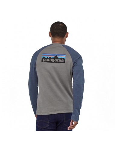 Patagonia Mens P-6 Logo Lightweight Crew Sweatshirt Feather Grey Dolomit Blue Onbody Back