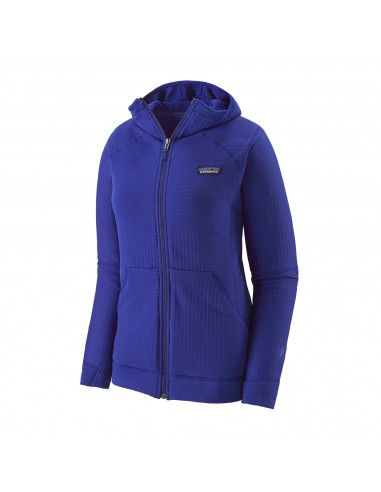 Patagonia Womens R1 Fleece Full-Zip Hoody Cobalt Blue Offbody Front Closed