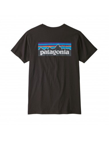 Patagonia Pánske Tričko P-6 Logo Organická Bavlna Čierna Offbody Zozadu