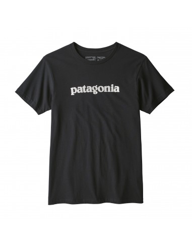 Patagonia Mens Text Logo Organic T-Shirt Black Offbody Front