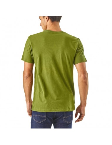 Patagonia Mens Text Logo Organic T-Shirt Spotted Green Onbody Back