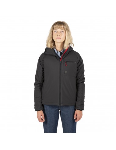 Topo Designs Womens Puffer Hoodie Black Onbody Front