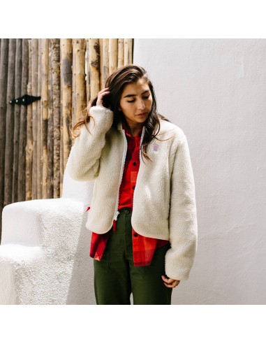 Topo Designs Womens Sherpa Jacket Natural Khaki Onbody Front 2