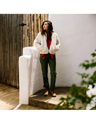Topo Designs Womens Sherpa Jacket Natural Khaki Lifestyle 2
