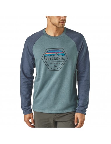 Patagonia Mens Fitz Roy Hex Lightweight Crew Sweatshirt Feather Shadow Blue Onbody Front