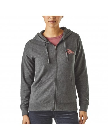 Patagonia Womens Small Flying Fish Ahnya Full-Zip Hoody Forge Grey Onbody Front