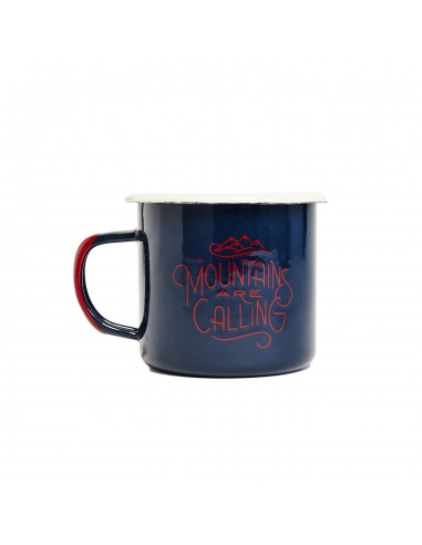 United by Blue Mountains Are Calling Enamel Steel Candle Mug Navy 12 oz Front