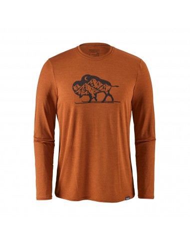 Patagonia Mens Capilene Daily Long Sleeved Graphic T-Shirt Nordic Bison Copper Ore X Dye Offbody Front