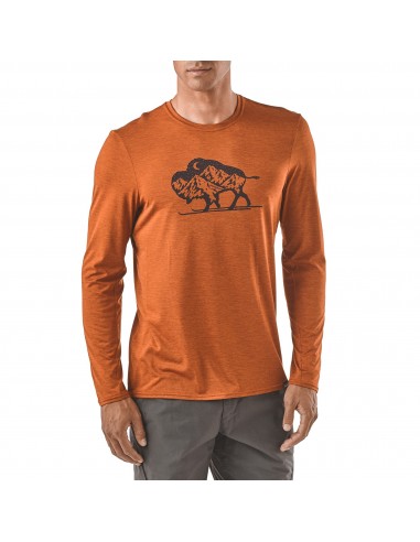 Patagonia Mens Capilene Daily Long Sleeved Graphic T-Shirt Nordic Bison Copper Ore X Dye Onbody Front
