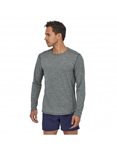 Patagonia Mens Long-Sleeved Capilene Cool Lightweight Shirt Forge And Feather Grey X-Dye Onbody Front