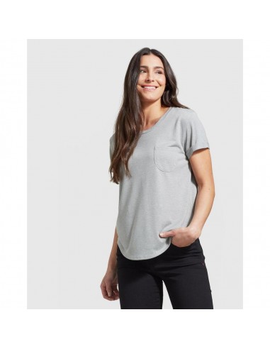United by Blue Womens EcoKnit Pocket Tee Boulder Grey Onbody Front