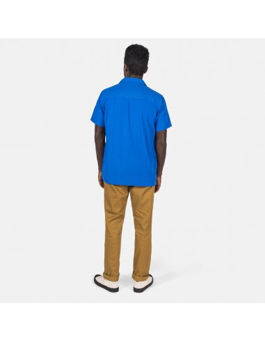 Topo Designs Mens Route Shirt Deep Blue Onbody Back