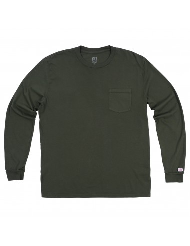 Topo Designs Pocket Tee Long Sleeve Unisex Olive Offbody Front