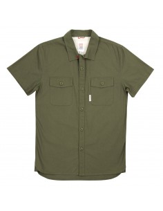 Topo Designs Pánská Košile S Krátkým Rukávem Olivová Zelená Offbody Zepředu